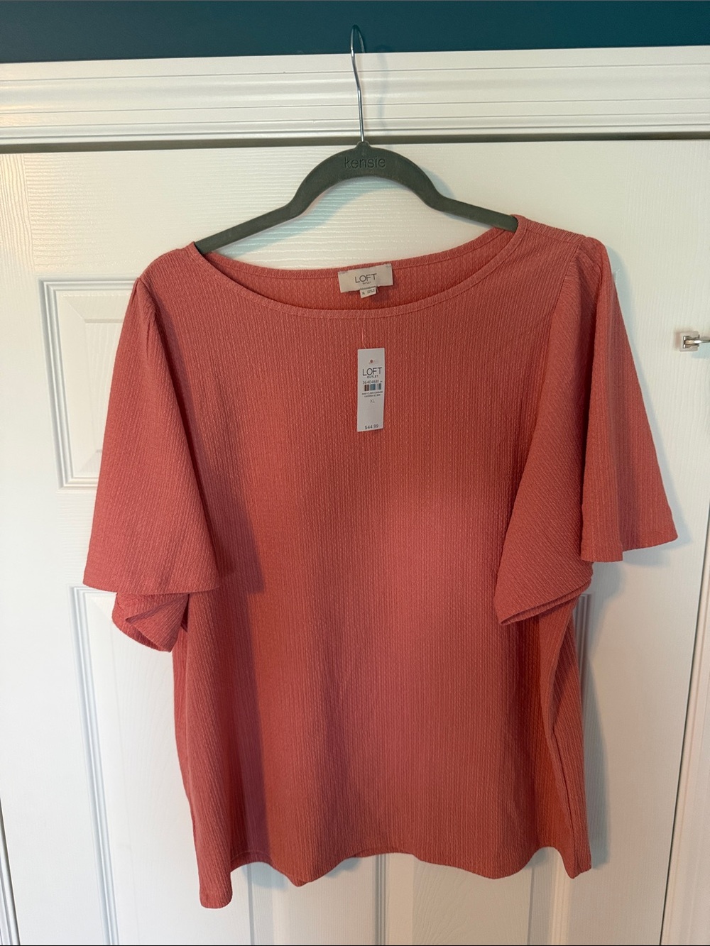 NWT LOFT Coral Textured Short Sleeve Top